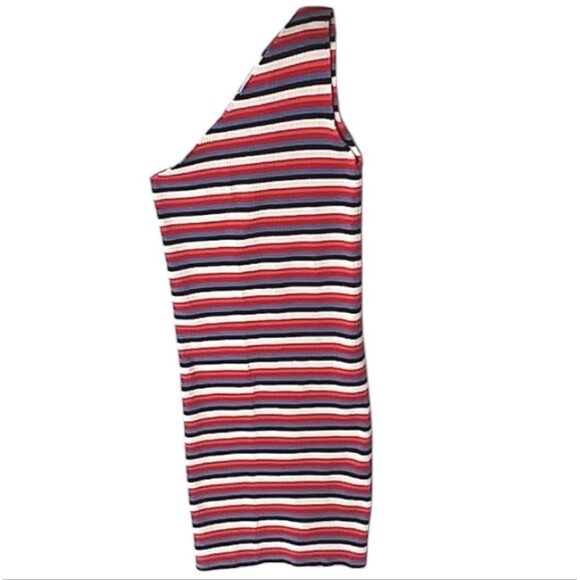 Zara Dress One Shoulder Mini Striped Stretchy Ribbed Body Con Summer Par… - Picture 12 of 16